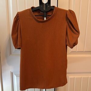Women's Puff Sleeve Top - Rust